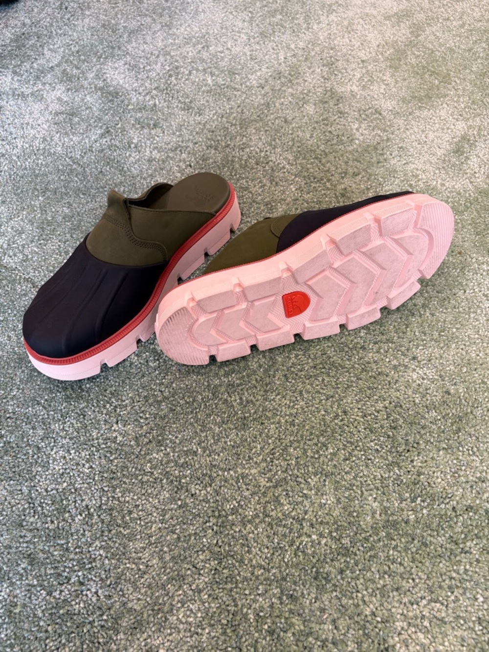 Sorel Olive, Black & Pink Rubber-Trim Slip-On Clogs - Picture 3 of 4